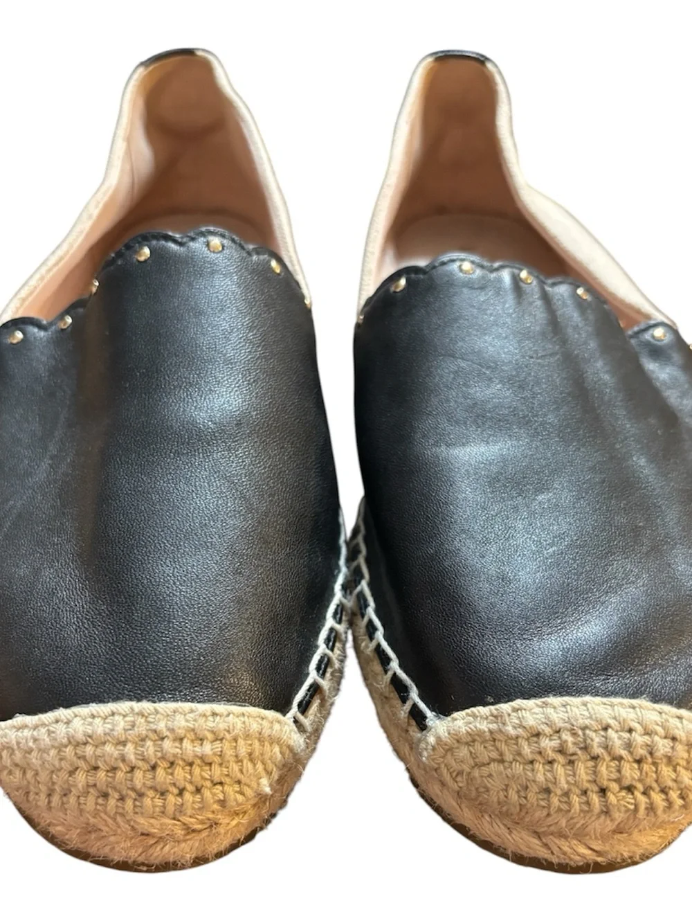 kate spade Black and Cream Scalloped Espadrille Flats